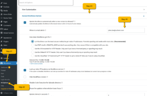 Picture showing how to set where Wordfence sends important security alerts